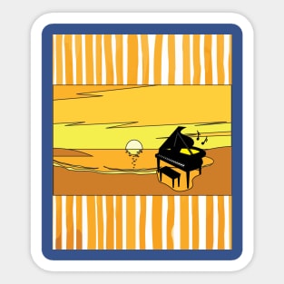 Retro Music Piano Sunset Sticker